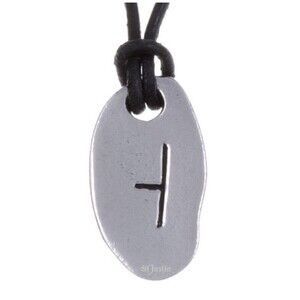 ST‎ JUSTIN Pewter Protection Charm Rune Pendant April Tree Hawthorn Purity ON04